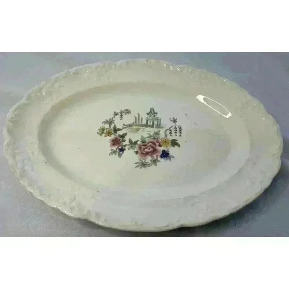 Vintage Taylor Smith Taylor White Oval Serving Platter Rare Antique 19th Century - Picture 1 of 2